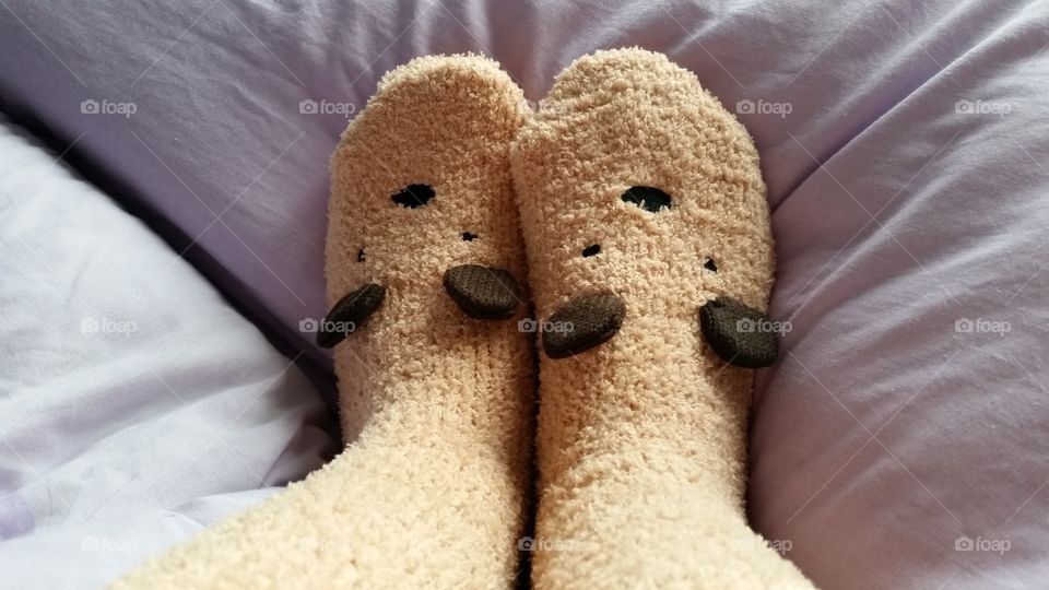 Teddy bear style bed socks.