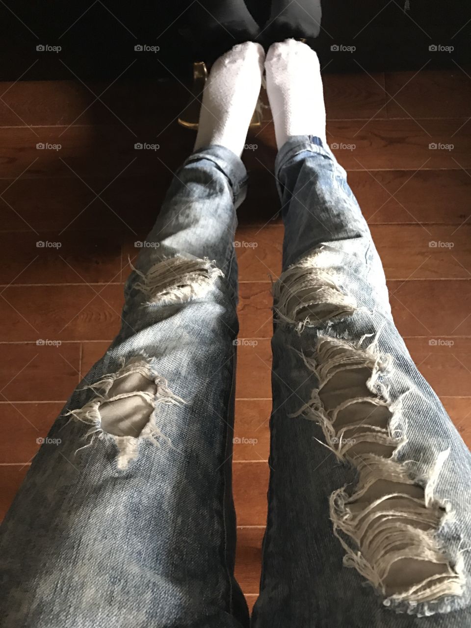 Ripped jeans 
