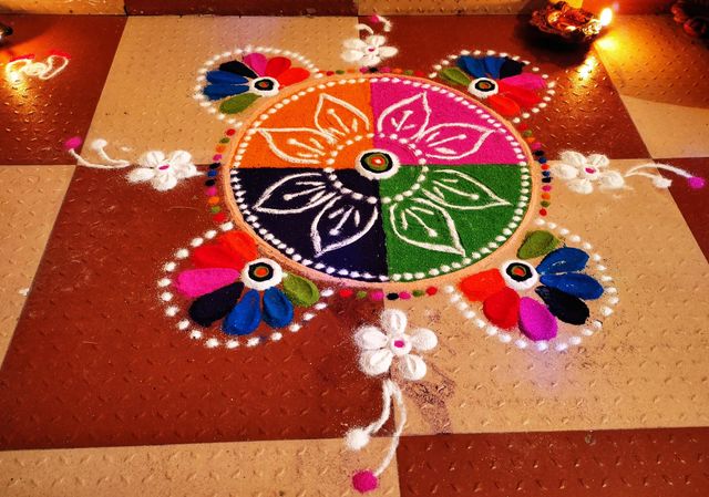 Rangoli Art: celebration of Diwali, a festival of lights