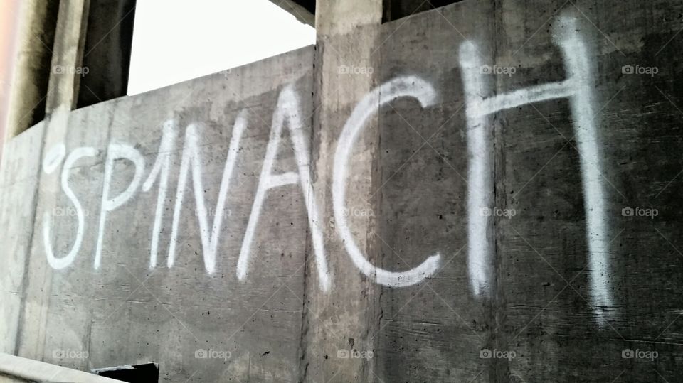 Graffiti. The infamous 'Sp1nach' graffiti in Waco, Tx. The meaning is still a mystery