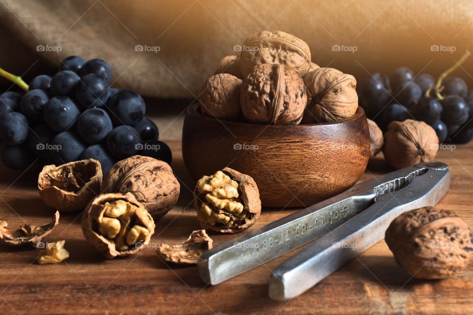 Walnuts and grapes 