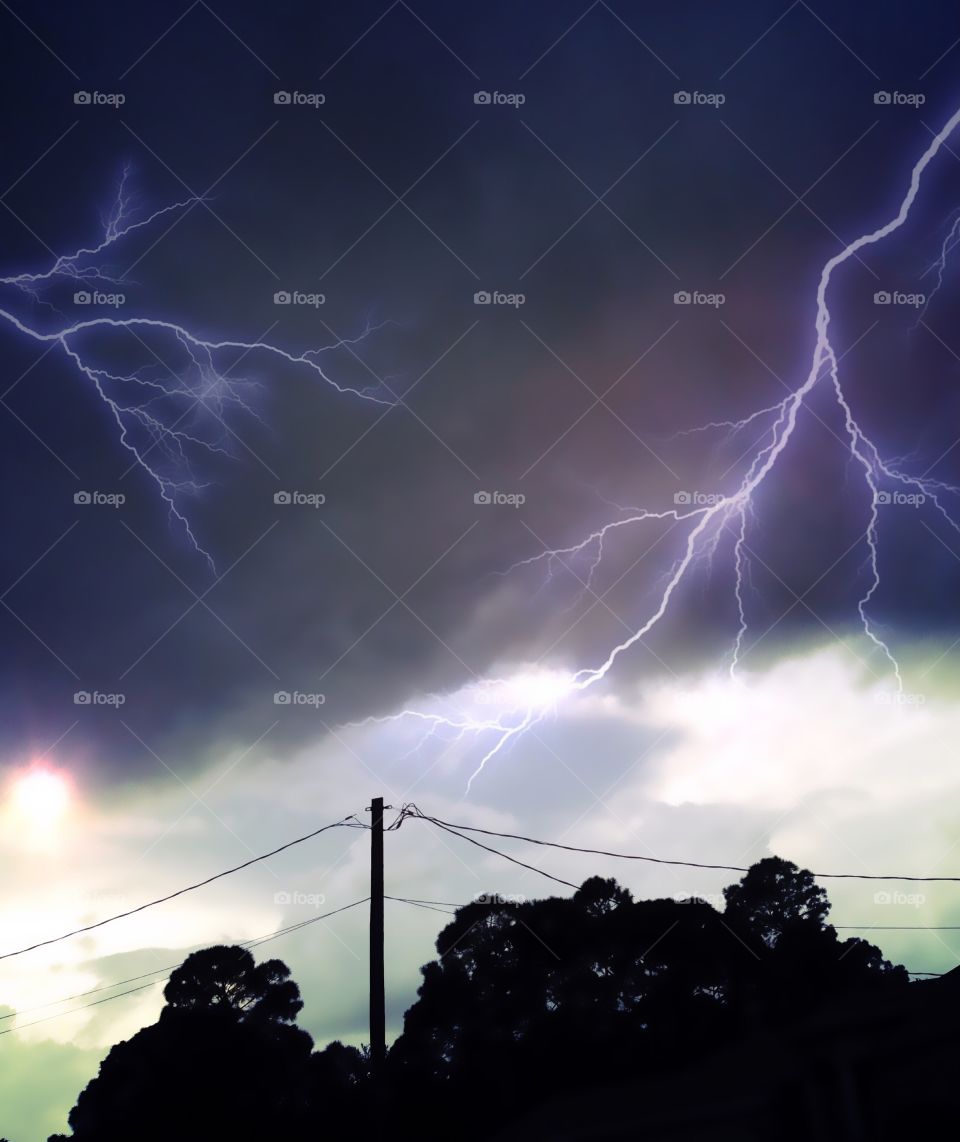 Dangerous lightning storm both exciting and frightening.