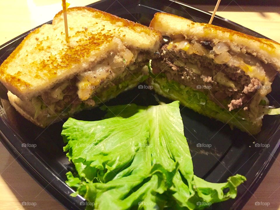 burger with grilled bread 
