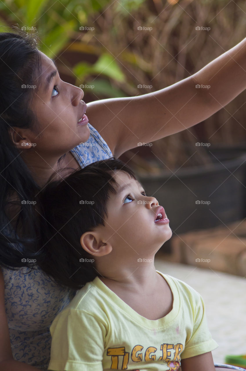 mother and son interest and curiosity