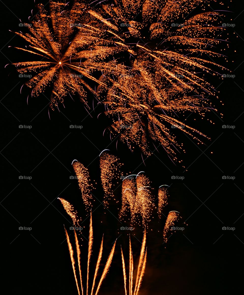 High angle view of fireworks in sky
