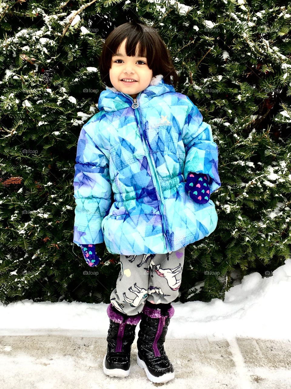 Baby model in snow