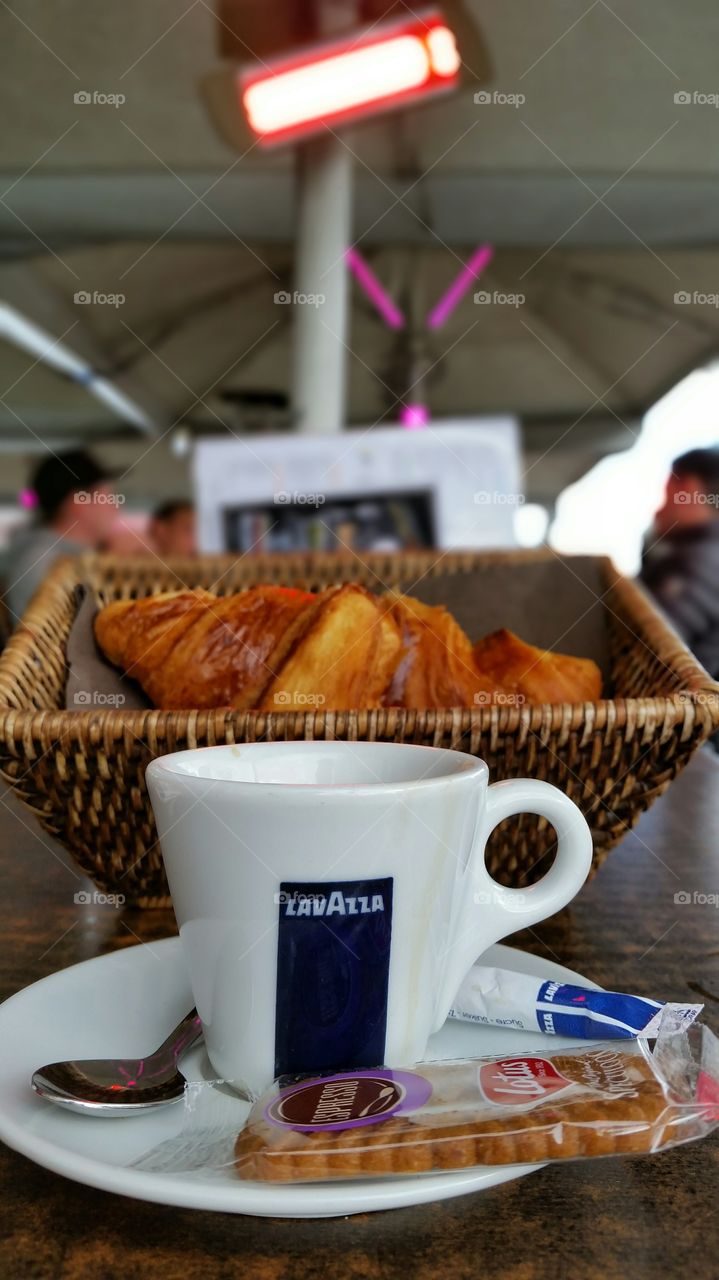 Espresso and croissant