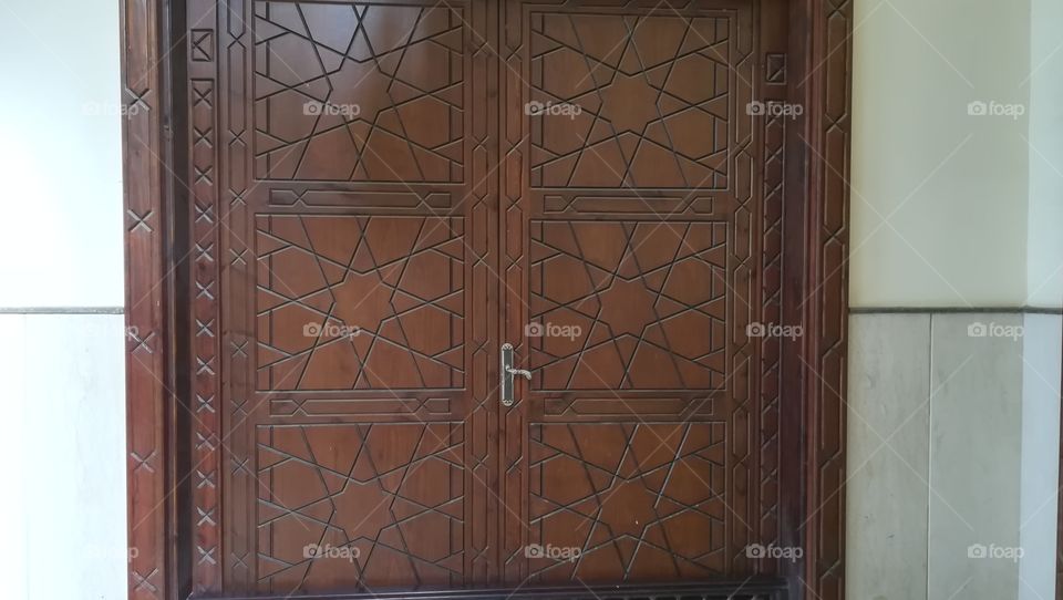 Mosque door with Islamic tiles