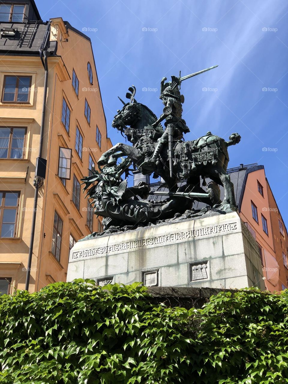 Statue in Old town Stockholm Sweden 