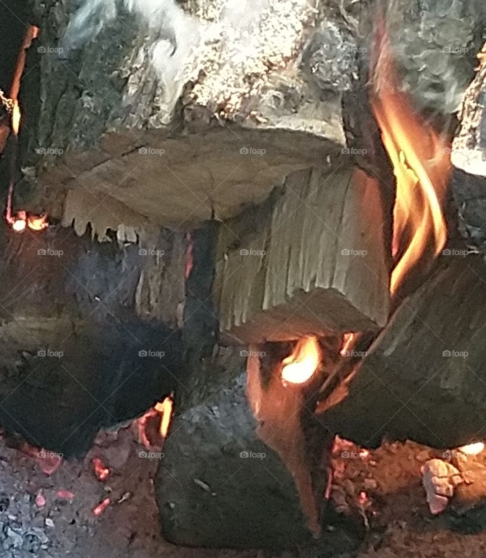 fire, embers, firewood
