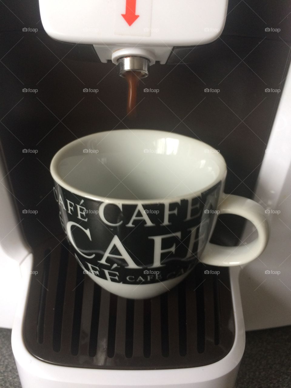 Making espresso coffee
