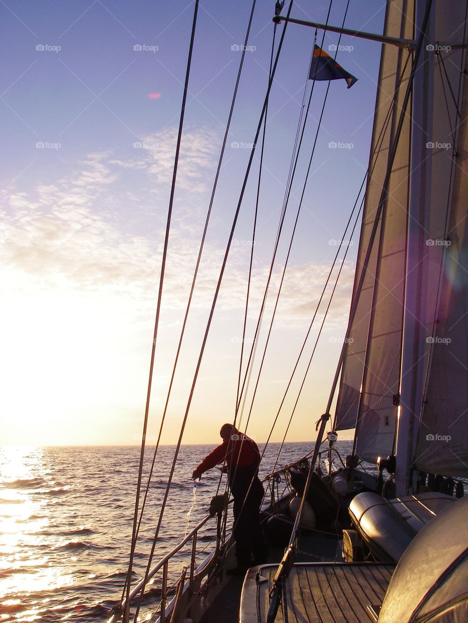 sunset, sailing at the ocean