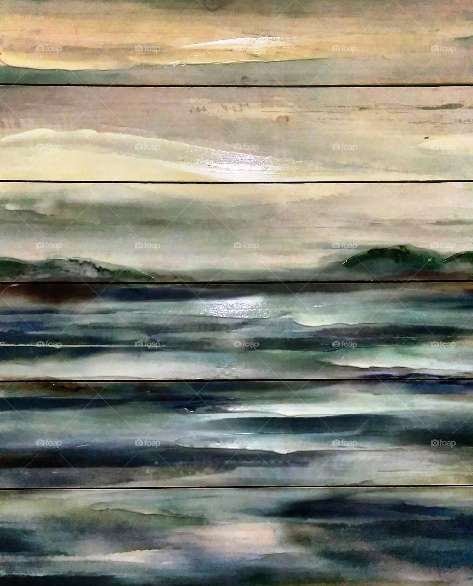 wall painting on wooden slats