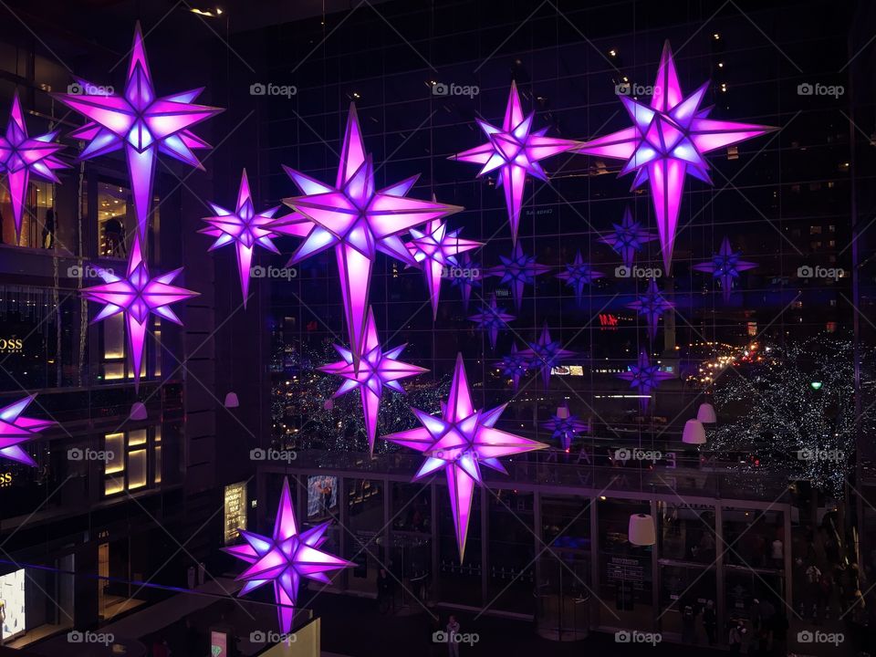 Some Christmas decorations in a mall in NYC.