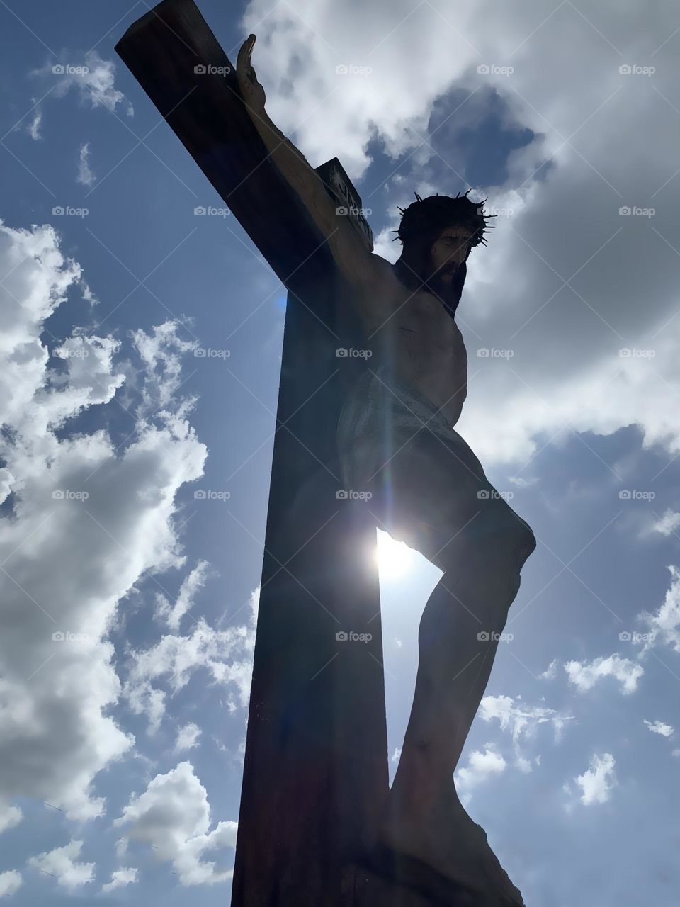 silhouette of Jesus on the cross