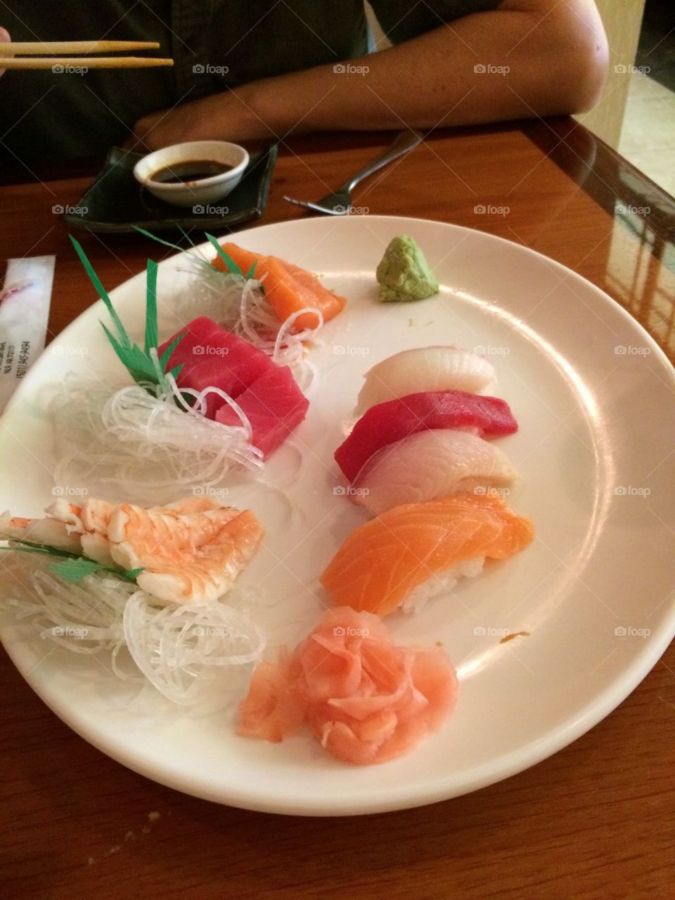 Sashimi & Sushi . Ate at a Japanese restaurant 