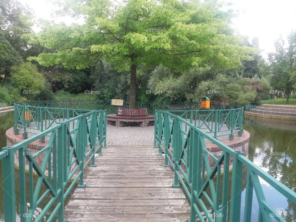 bridge and bench    k  in Nelly-Sachs  Park Berlin  Schöneberg