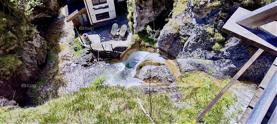 This is a waterfall in the immediate vicinity of “Bayerischzell”, a small town near the Alps in “Bavaria”, Germany called “Grüne Gumpe” or “Green Gum” for the green color of the water that collects in the bottom basins. 2024. Hypnotic Productions