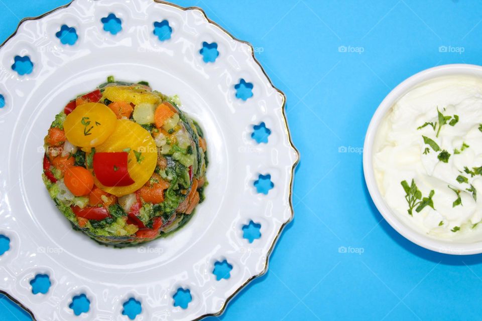 Boiled vegetables on a white plate