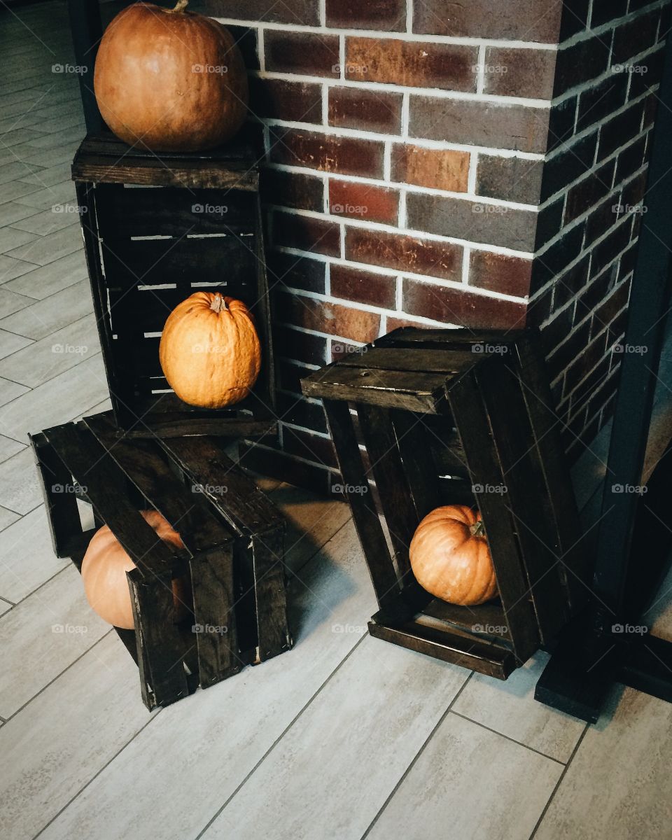 Pumpkin in crate