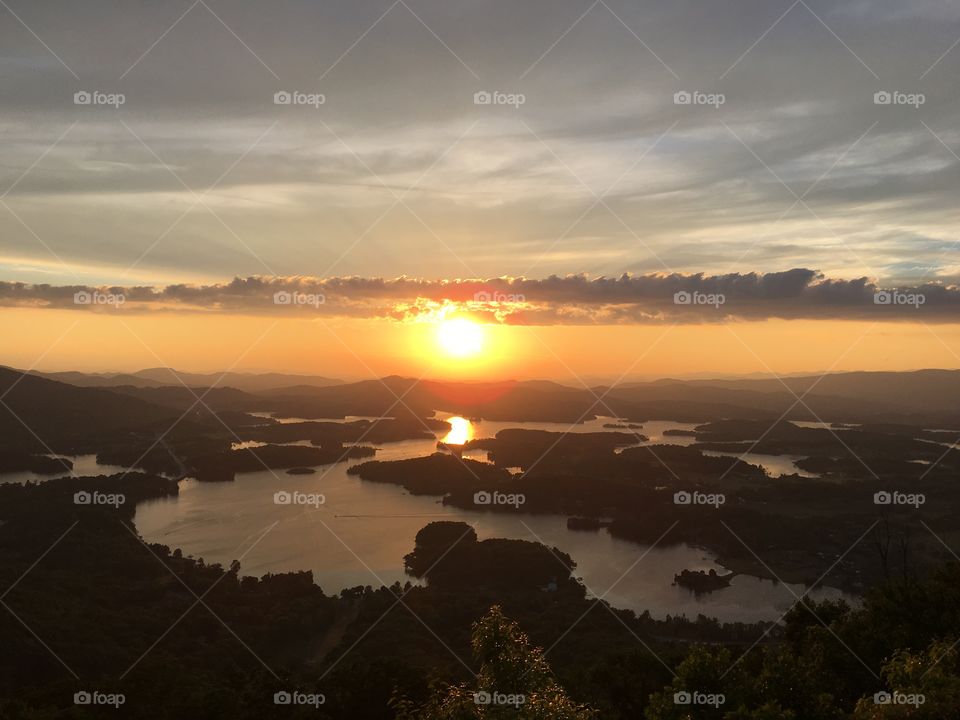 Sunset over a river 