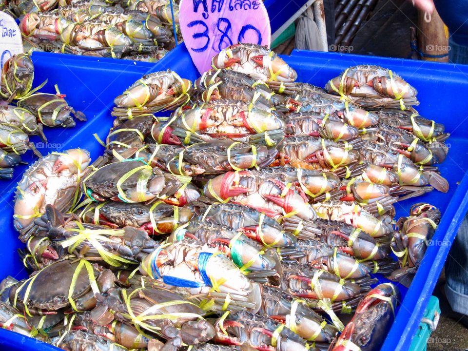 Crabs being sold at a Thai wet market