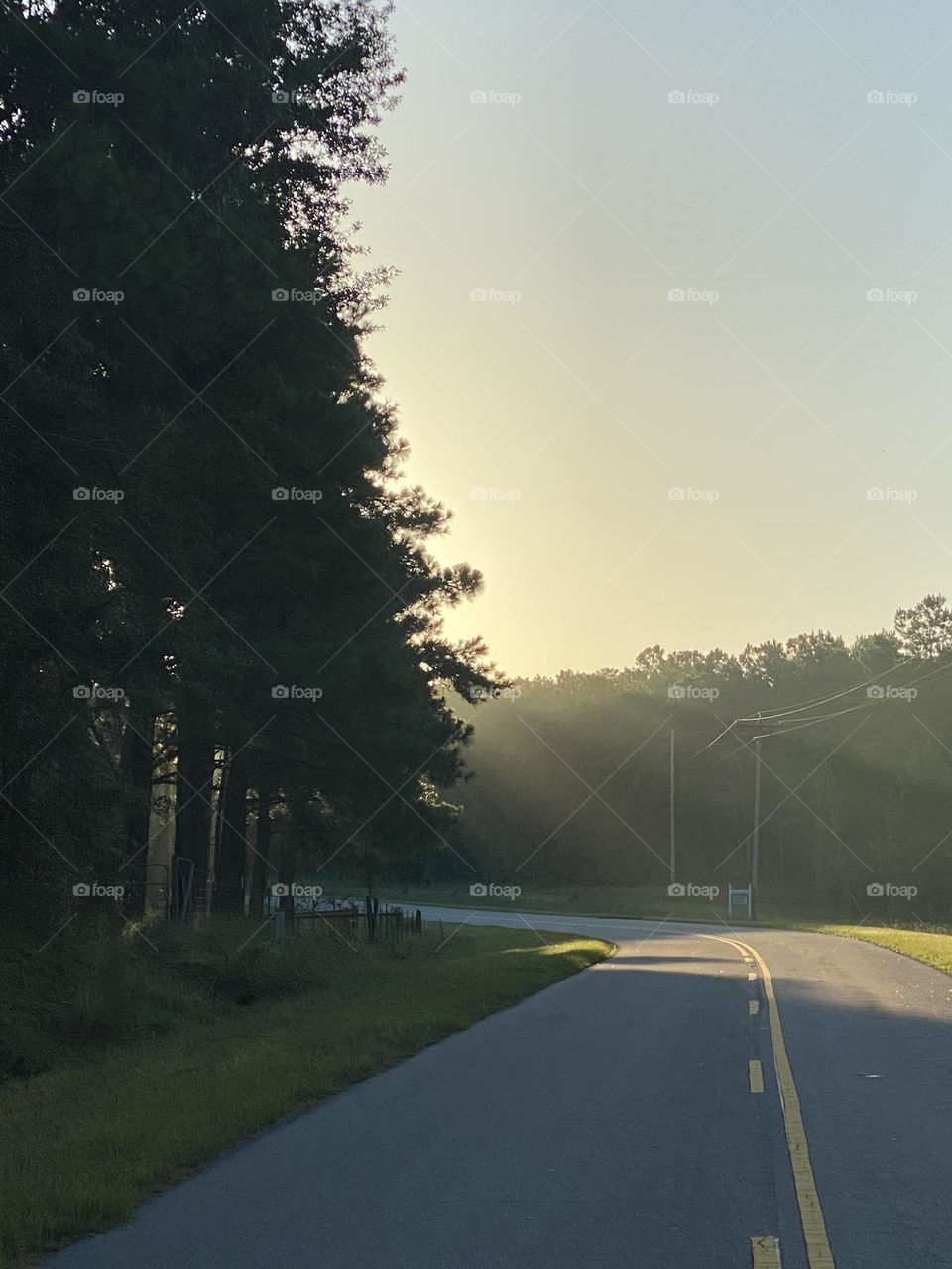 Beautiful sun ray’s shining on the Highway 