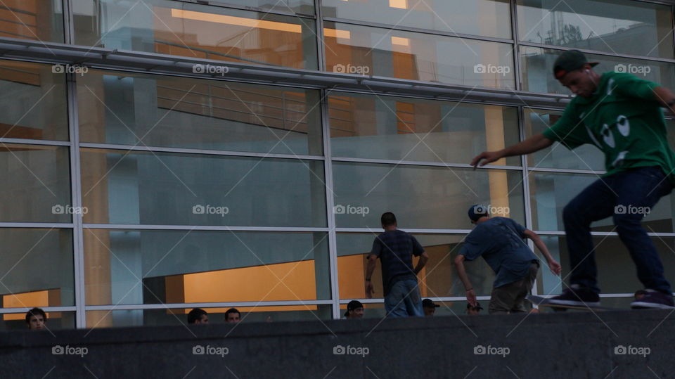 Skaters in the MACBA square. Barcelona 