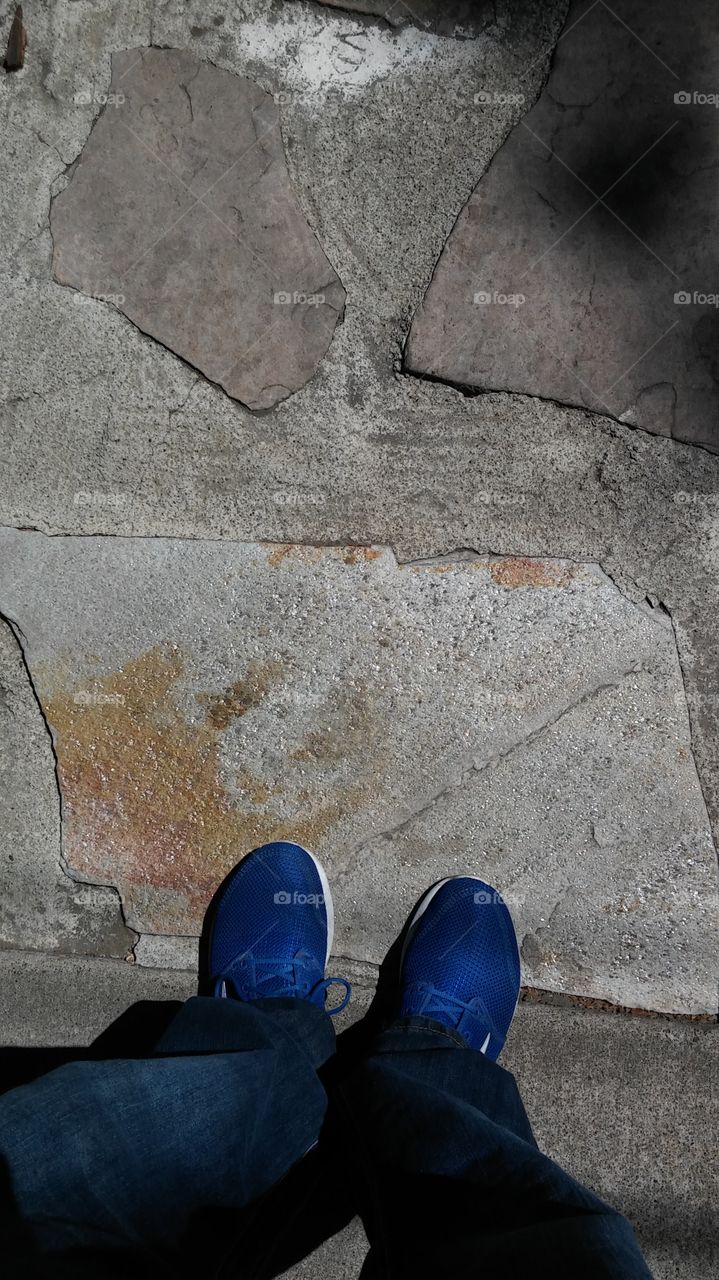 footsteps on granite Stone