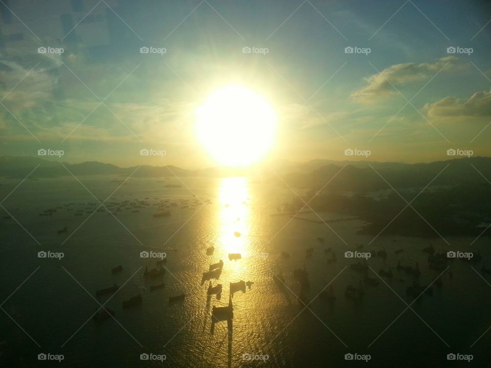Sunset at Hong Kong Harbour