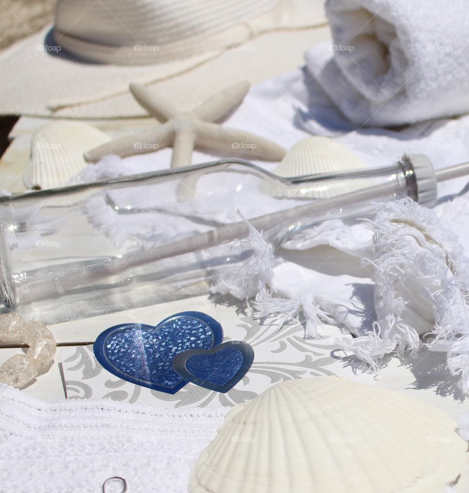 Chic White Beach Summer Flat Lay