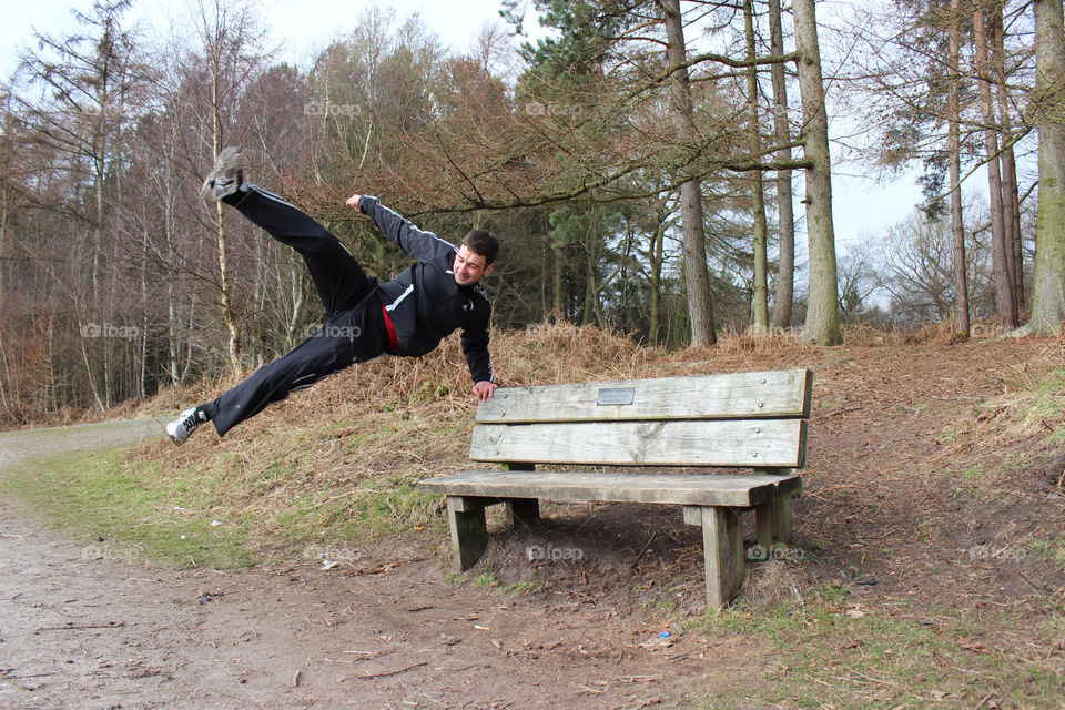 Boy in a jump action shot