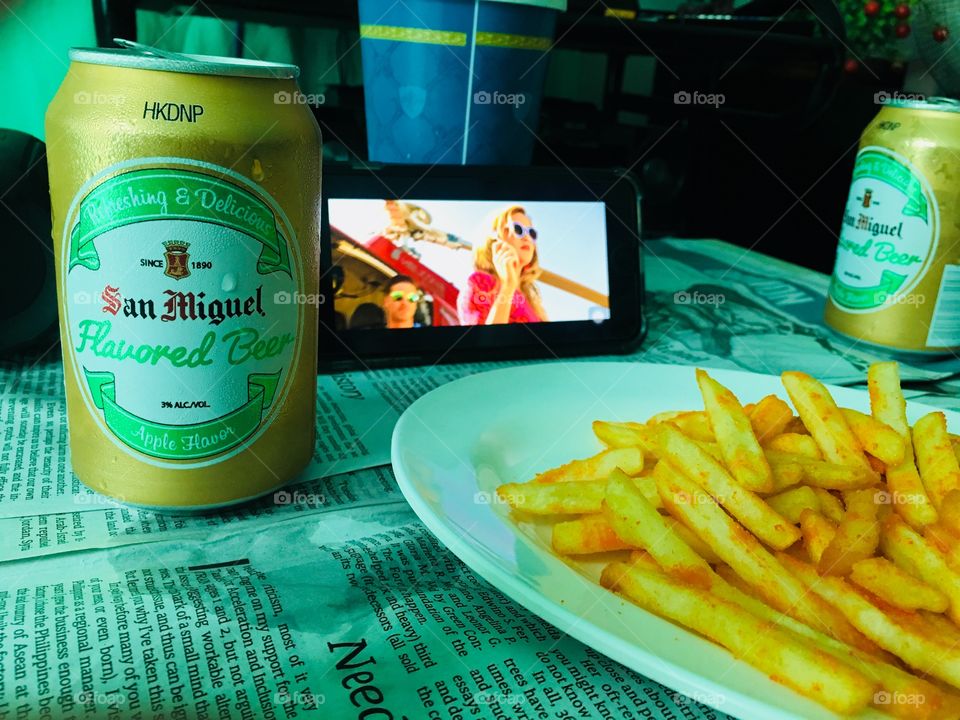 cold beer and fries