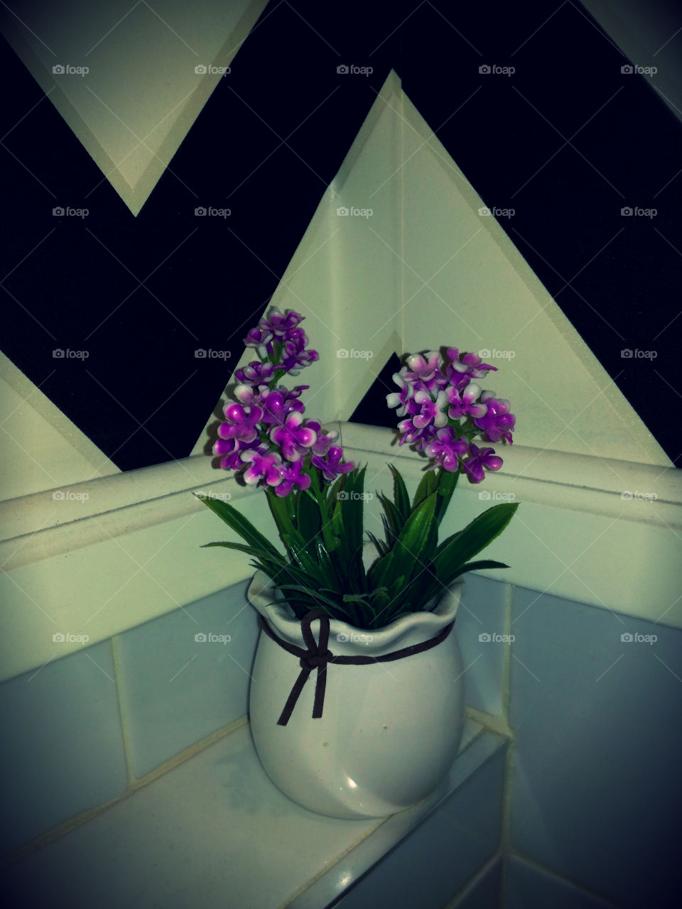 home decoration, purple flowers in vase