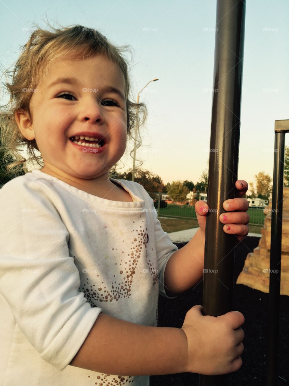 Happy baby at the park.