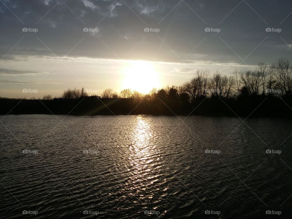 Sunset in Colonie town park. Nature, spring, sunset, park, evening