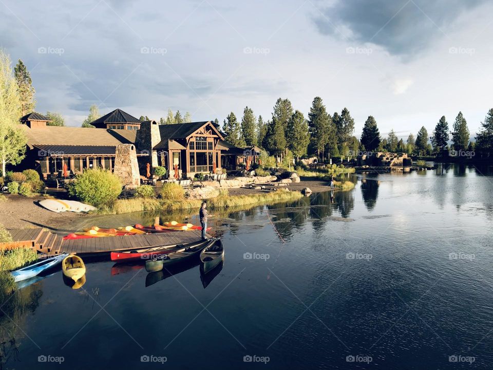 Lake by a Peaceful Lodge