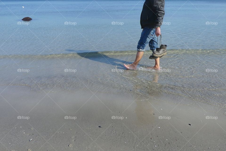 Walking on beach