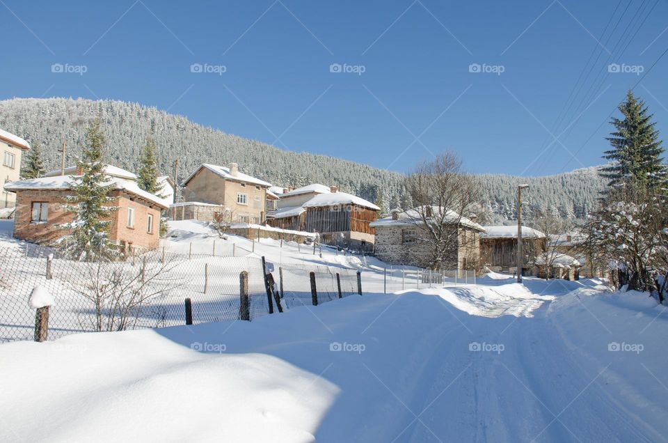 Winter landscape, Ravnogor Village, Bulgaria