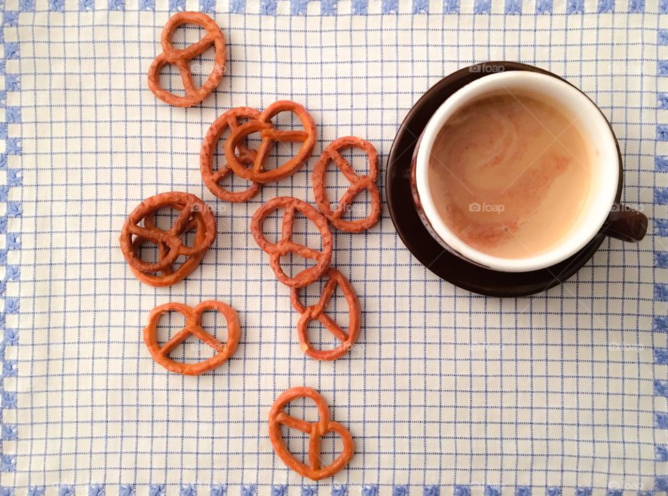 Coffee and pretzels