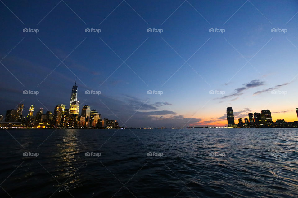 Tale of Two Cities. New York and Hoboken, as seen from the Hudson River.