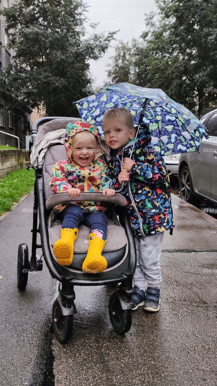 Kids in a rainy day