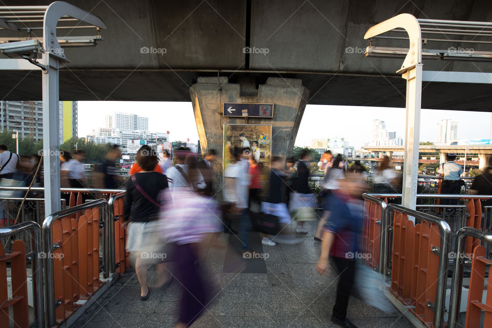 People moving on the sidewalk 