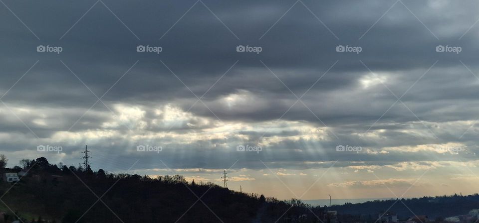 Sunlight pushing trough the clouds