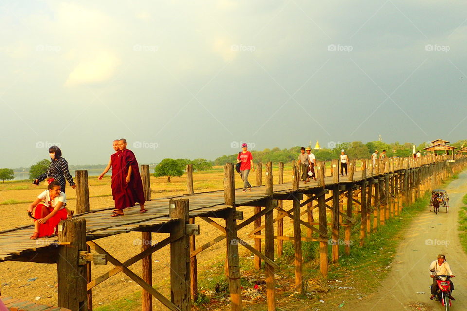 Mandalay sunset bridge Myanmar