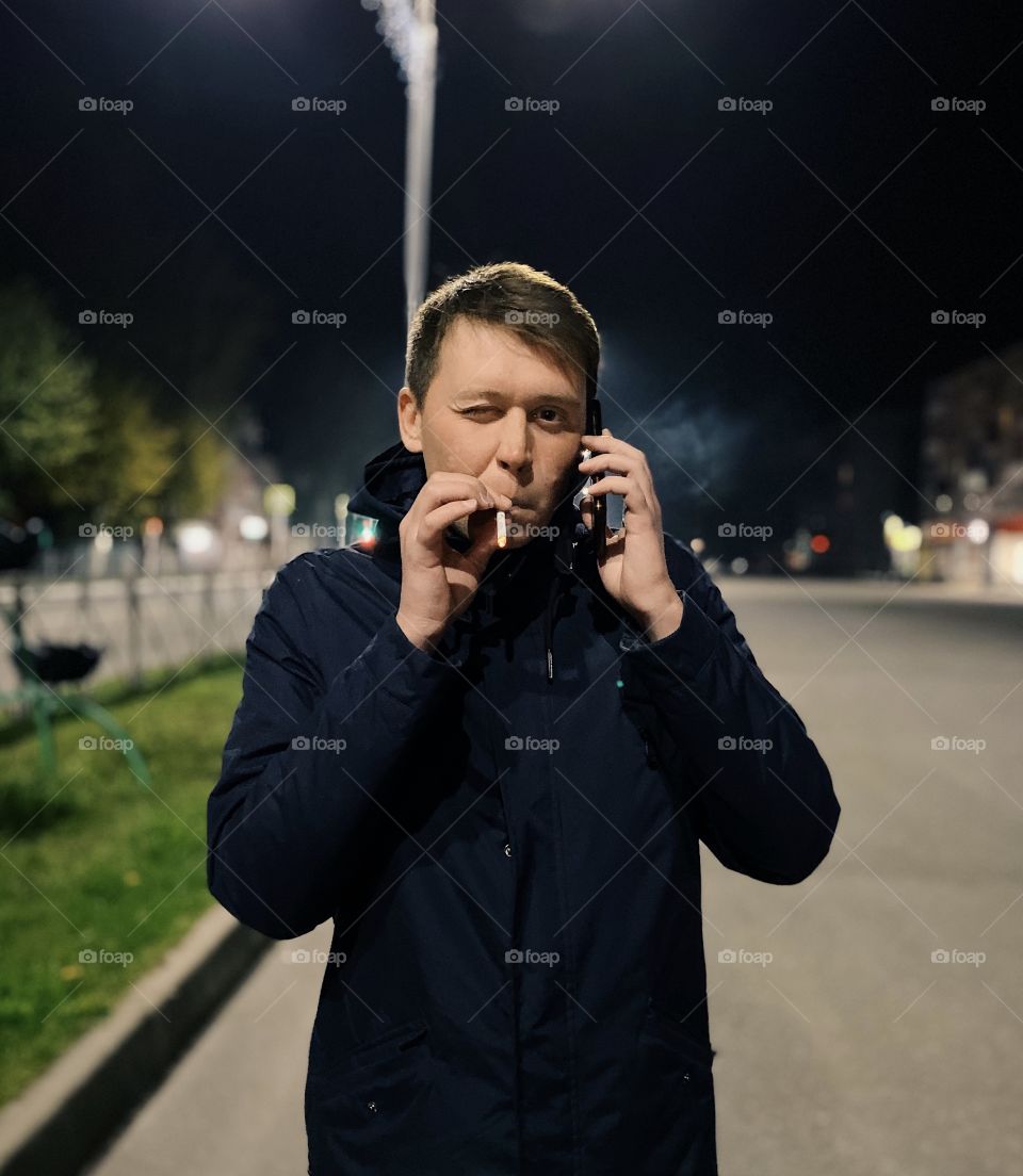 Smoking man portrait