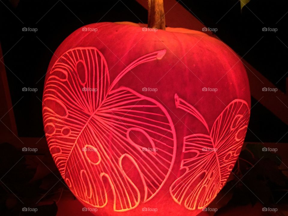 Leaf on pumpkin