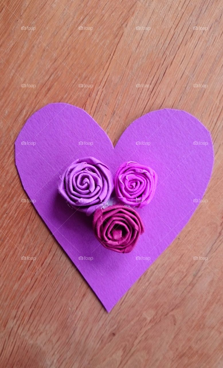 purple heart with roses