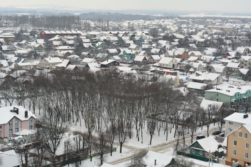 House, Town, City, Winter, Water