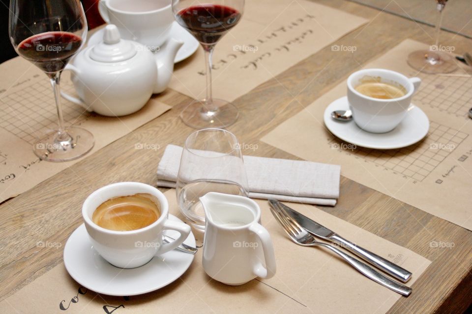 Coffee, wine, restaurant 